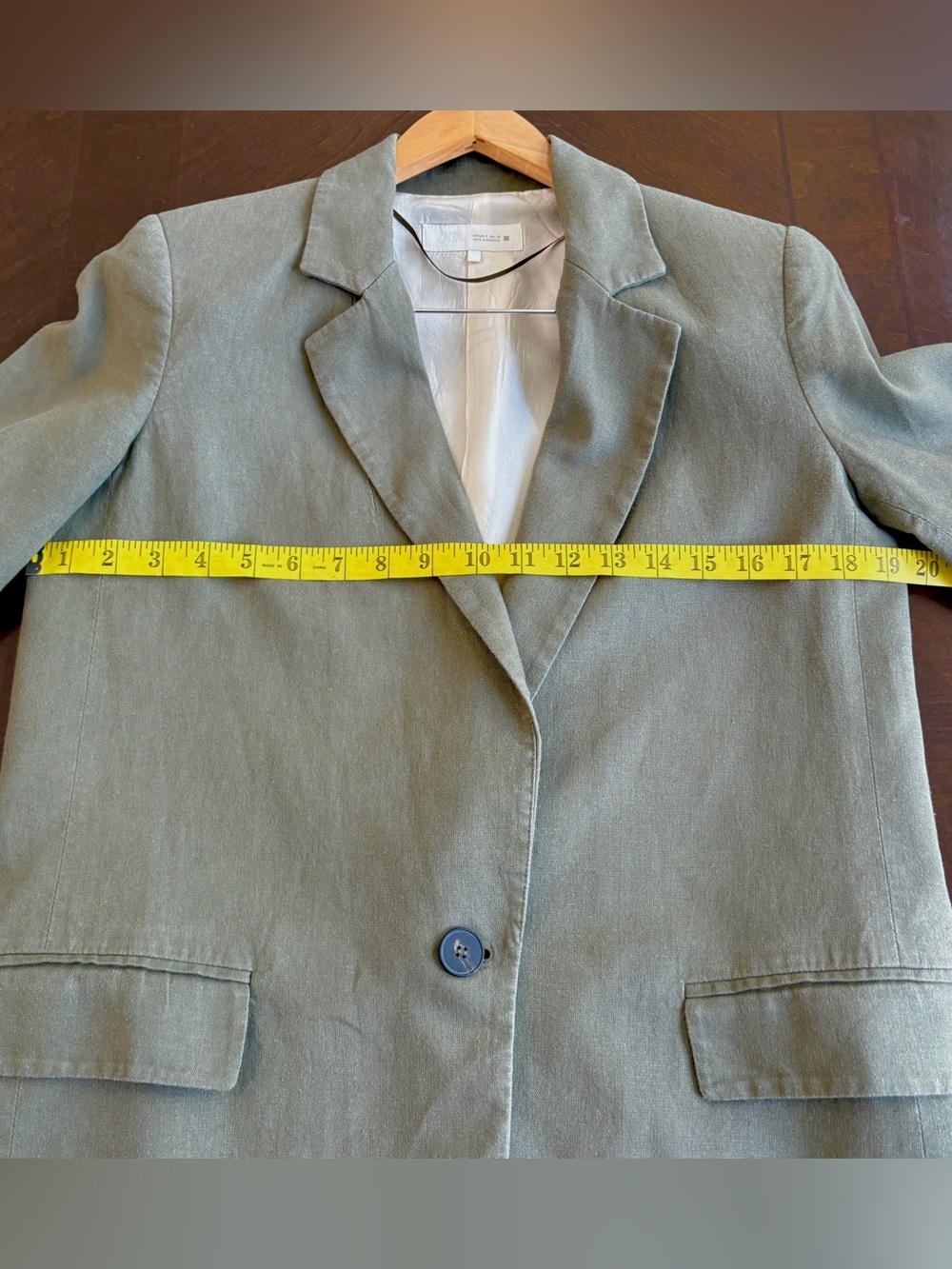 Zara Sage Green Linen Blend Blazer Jacket Minimalist Tailored Office Chic Sz S - Picture 6 of 9